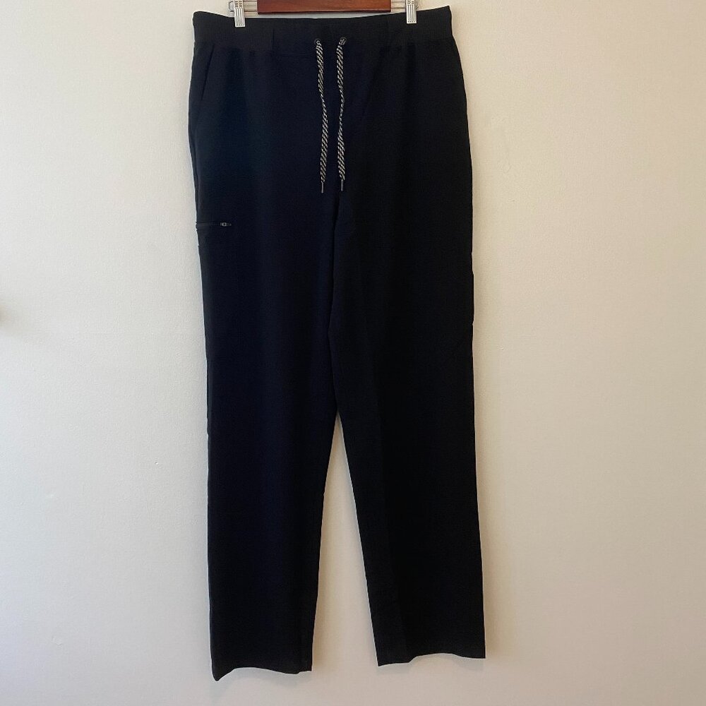 Jaanuu Black Scrub Pants Size XLT Elastic Drawstring Waist Straight Leg 5 Pocket